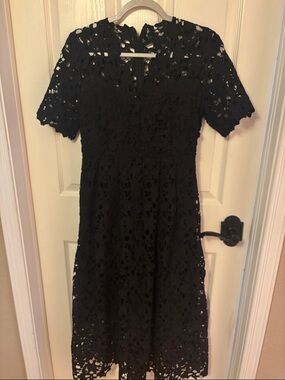 Endless Rose Black Lace Midi Dress with Short Sleeves